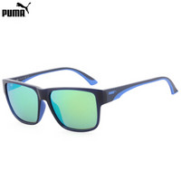 PUMA 彪马 中性款蓝色亮面镜框绿色镜面镜片眼镜太阳镜 PU0014SA-005 56mm