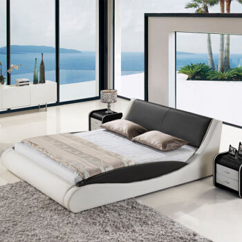 奈高 NG 实木软包床 (238*203*88cm、西皮、现代简约)