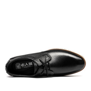 老人头(LAORENTOU) 男鞋牛皮系带舒适皮鞋简约商务休闲鞋