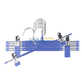 俏天下 衣架 浸塑裤架 西裤专用晾衣架 高锰钢裤裙夹 成人儿童防滑裤夹 加固多用晒衣架 6支装 QTX169