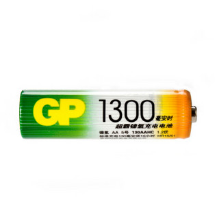 超霸（GP）镍氢5号1300mAh充电电池2粒装 适用于游戏柄/遥控器/相机/玩具/体重秤/血压仪/吸奶器等 五号AA