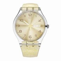 斯沃琪(Swatch)瑞士手表 原创炫彩系列金色闪烁 石英女表SUOK704