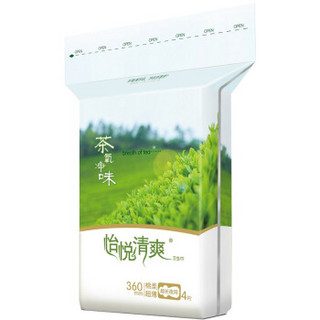 倍舒特 怡悦 山茶花茶氧清香净味棉柔超薄超长夜用卫生巾360mm 4片*1包