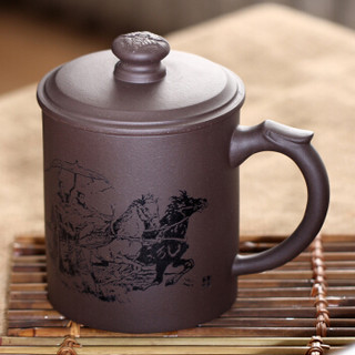 品茶忆友 茶具 茶杯宜兴紫砂杯泡茶杯 紫气东来 500ml