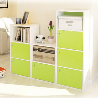 慧乐家 绿白色带门柜组合套装 书柜 储物柜 置物架 绿色 白色 FNAJ-99006