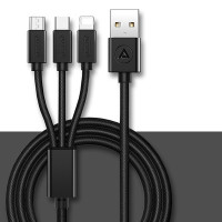 ASZUNE 艾苏恩 Micro USB/Type-C/Lightning 三合一充电线 1米