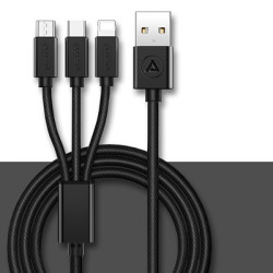 ASZUNE 艾苏恩 Micro USB/Type-C/Lightning 三合一充电线 1米