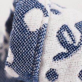 三利 纯棉提花纱布枕巾2条装 AB版正反两用 50×75cm 碎花元素-藏蓝色