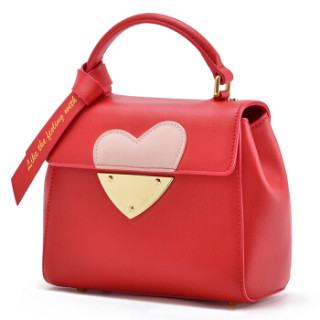 商品la festin 单肩包女红色包包 新娘包牛皮手提包 lf818693 安娜红