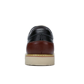 CAMEL 骆驼 男士商务休闲皮鞋时尚新潮柔软舒适系带 W712266810 黑色 39/245码