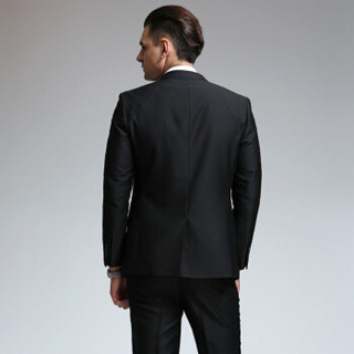 安其罗扬（ANGELOYANG）男士西服套装 男款韩版商务休闲职业装修身西装套装 608 黑色 M/170B