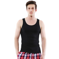TINSINO 纤丝鸟 男士纯棉罗纹背心吸汗透气打底背心2条装 15083 黑色 XL (黑色、XL、棉)