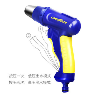 固特异（Goodyear）高压洗车水枪 配10米软管 不锈钢汽车水枪头 家用浇花清扫水枪  汽车用品
