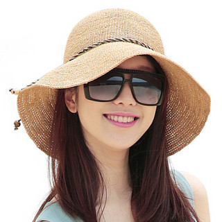 诗丹凯萨遮阳帽女拉菲草帽可折叠沙滩帽遮阳太阳帽SW105112 自然色