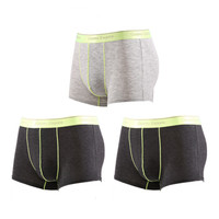 COSMOESQUIRE 都市锋尚 男士内裤3条装无痕舒适平角内裤 4K5401 黑/黑/灰 XL (黑色、XL、平角裤、粘纤、氨纶)