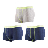 COSMOESQUIRE 都市锋尚 男士内裤3条装无痕舒适平角内裤 4K5401 蓝/蓝/灰 M (蓝色、M、平角裤、粘纤、氨纶)