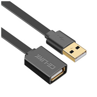 CE-LINK USB2.0高速传输数据延长线 公对母 AM/AF 数据连接线 U盘鼠标键盘加长线 扁线 黑色 1米 3874