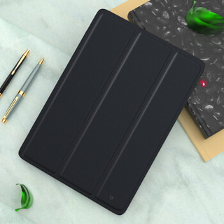 Biaze 毕亚兹 苹果2018/2017新iPad保护套 9.7英寸皮套平板电脑保护后外壳 智能休眠 轻薄防摔支架皮套 PB13-黑色