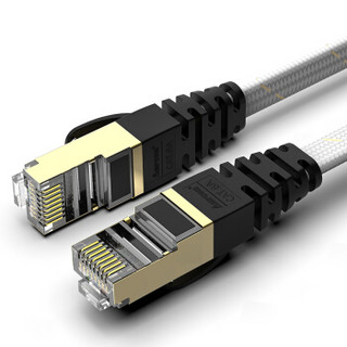 安普康（AMPCOM）网线1米超六类万兆扁平网线纯铜 CAT6A网络跳线屏蔽电脑路由器连接线 白色AMCAT6AWH0810
