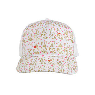 卡蒙（Kenmont）km-4777 3-6岁棉质粉色儿童女棒球帽子宝宝卡通印花防晒鸭舌帽 白色