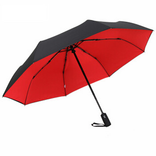C'mon 双层全自动雨伞 自开自收折叠防风男士商务全自动伞三折伞 红色