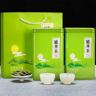 茗山生态茶 明前龙井 绿茶茶叶 2019年新春茶 西湖印象 400g双罐装