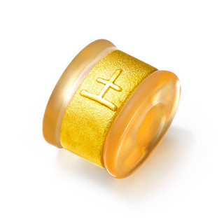 tai fook)五行金木水火土 足金黄金镶玉石转运珠吊坠 五行之土 r14670