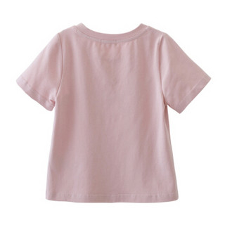 弗萝町Flordeer 法国童装女童T恤衫印花短袖打底衫休闲上衣F72023粉色120