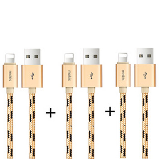 摩奇思(mokis)苹果iphoneXS/MAX/XR/8/7/6/5s数据线充电线编织线 1米 土豪金