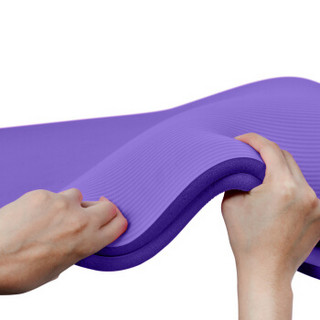 奥义瑜伽垫 加厚15mm舒适防硌健身垫 高密度防滑加长男女运动垫子 深紫（含绑带网包）