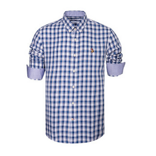 U.S. POLO ASSN. ACSMC-50946 长袖衬衫男士格子纯棉休闲长袖衬衣 蓝色格2XL-185
