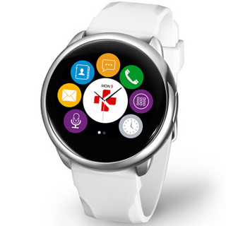 脉珂 （MyKronoz） 瑞士智能手表ZeRound（通话&彩色触摸屏 计步，距离，卡路里）白色硅胶表带/银色表盘