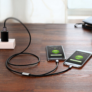 绿联 安卓/Type-C数据线二合一 手机多功能USB充电线多头两用 支持vivo华为P20/Mate20/荣耀8小米8 1米 30572