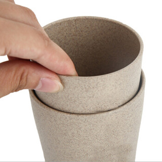 诺兰森迪 NOLANSEND 麦秸杆漱口杯水杯旅行儿童刷牙杯情侣洗漱杯 牙刷杯 NL5527卡其色大号360ml（2件起售）