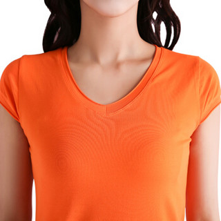 南极人（Nanjiren）休闲T恤女百搭时尚简约短袖韩版宽松打底衫女夏款均码橙色