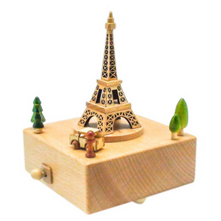 忆音园 创意礼品 玩具八音盒 榉木原木纯手工音乐盒 环游世界法国铁塔 天空之城