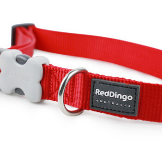 瑞鼎狗（RedDingo）狗脖带项圈M净色红色15mm约克夏比熊中小型犬可调节狗项圈宠物用品