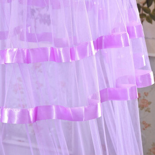 迎馨 床品家纺 宫廷式圆顶吊顶蚊帐 落地式双人蕾丝公主风格 适用1.2米床 紫色
