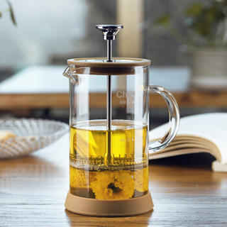 奇高咖啡壶 玻璃带茶挡泡茶壶(600ml)法式滤压咖啡壶耐热玻璃法压壶冲茶器 CK-225M