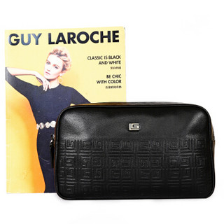 Guy Laroche 姬龙雪 男士牛皮黑色软皮大容量手包手拿包 GA1160017-01