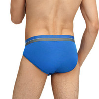 UM25 男士内裤U莫时尚50S莫代尔宽腰边中腰三角裤 精灵蓝 175/M UM22AF1 (蓝色、175/M、三角裤、莫代尔)