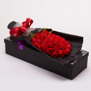 米兹MIEZ 香皂玫瑰花束33朵仿真鲜花礼盒装红色 情人节礼物送女友送老婆生日礼物送女生送闺蜜