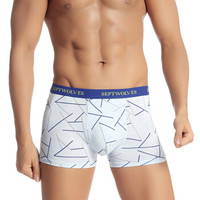 SEPTWOLVES 七匹狼 基础系列 男士内裤 兰精粘纤中腰明筋印花平角裤3条盒装 多色 L