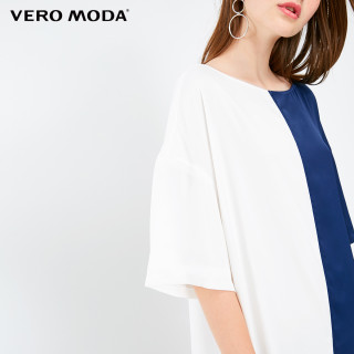 VERO MODA 维莎曼 女士面料拼接圆领五分袖连衣裙 31836Z513