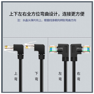 CE-LINK CAT6六类高速网线 千兆网络纯铜线 电脑宽带非屏蔽八芯双绞家用连接成品跳线 90度右弯黑色2米 1731