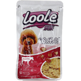 乐乐（loole） 宠物欢乐包 狗湿粮 牛肉蔬菜 100g*10包