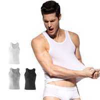 Bejirog 北极绒 男士背心T恤弹力纯色无袖吊带打底衫休闲运动棉质背心男2件装白+白 5D7CDE369 L