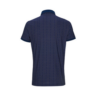 TRUSSARDI杜鲁萨迪男式棉质深蓝色圆圈图案短袖polo衫32T10 48 L码