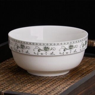 JIEYAJIE 洁雅杰 陶瓷面碗中式釉中彩大碗6英寸家用米饭碗 汤碗 2只装 绿韵