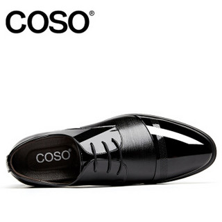 COSO 英伦正装鞋商务系带休闲皮鞋婚鞋 896-1 黑色 39